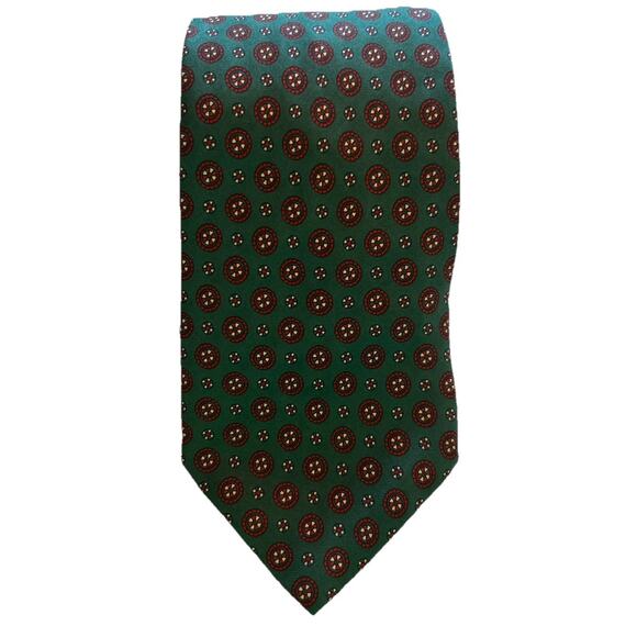 Vtg Carlo Columbo Tie Rack Mens 4” Green Geometric 100% Italian Silk Necktie NWT - Picture 1 of 7
